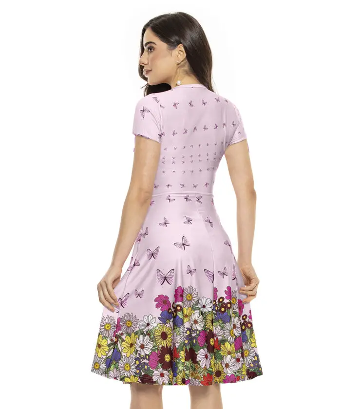 Vestido Com Barrado Estampado