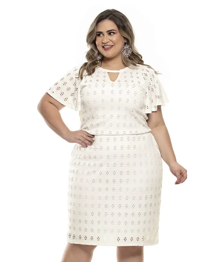 Vestido Plus Size Laise Off White