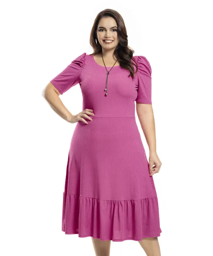 Vestido Plus Size Rosa