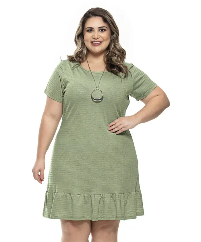 Vestido Plus Size Curto Verde