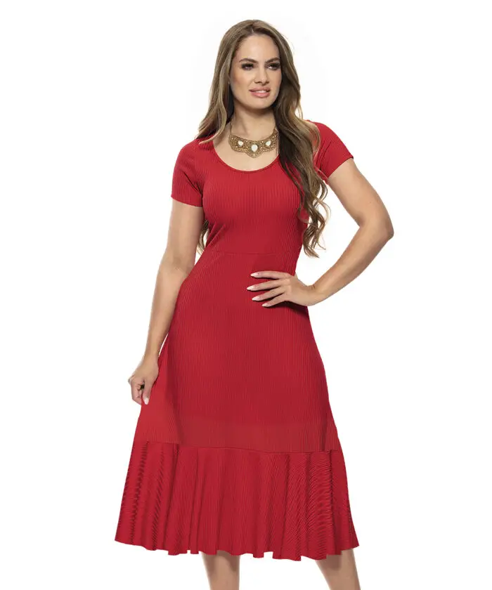 Vestido Vermelho De Malha