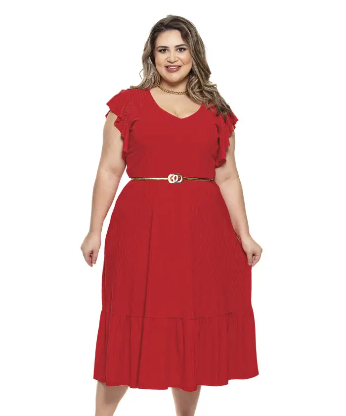 Vestido Plus Size Vermelho Soltinho