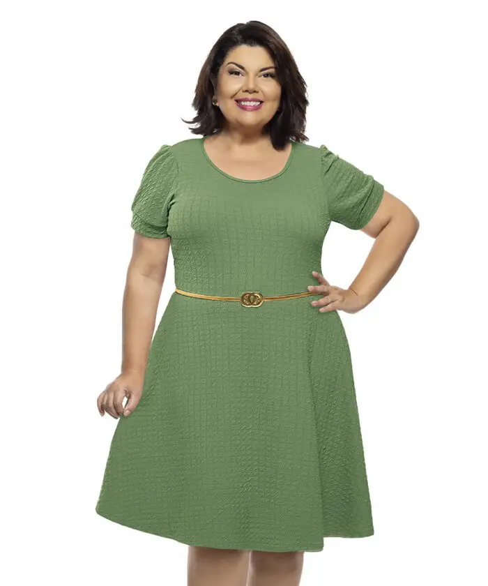 Vestido Plus Size Malha Anarruga