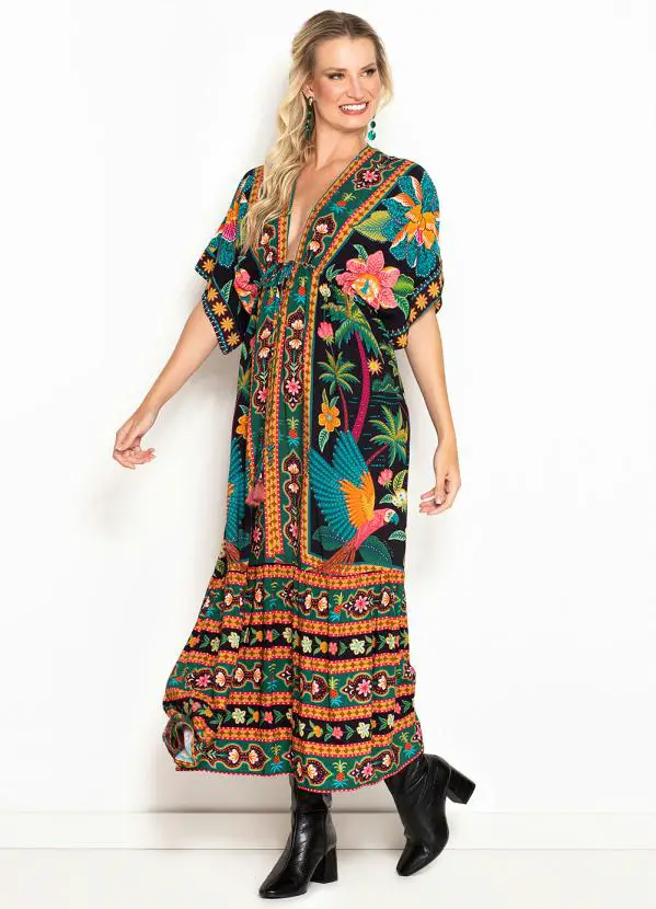 Moda Gestante: O Guia Definitivo Da Moda Para Maternidade Vestido Longo De Viscose Samba Das Araras Preto