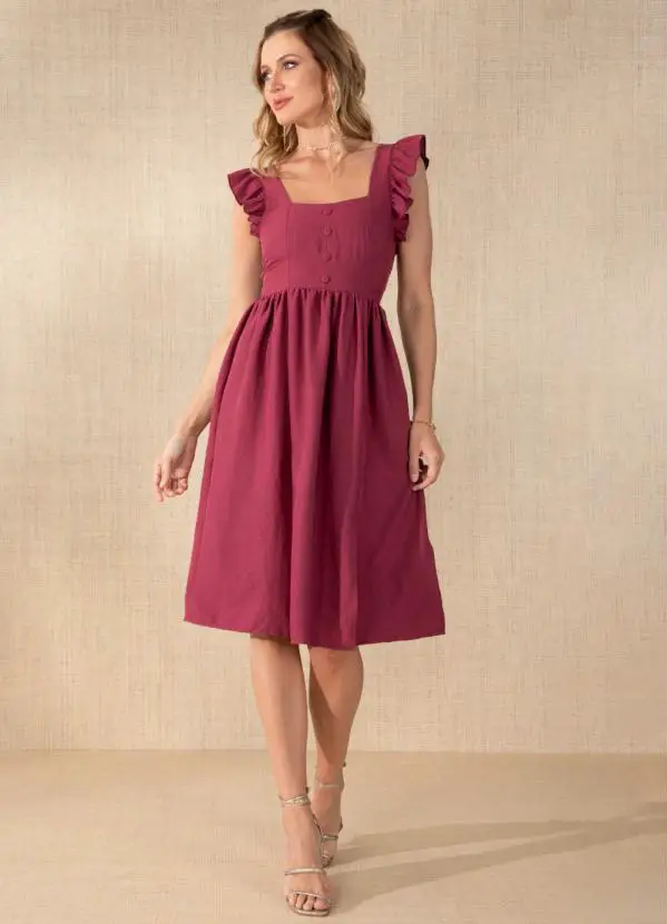 Moda Gestante: O Guia Definitivo Da Moda Para Maternidade Vestido Vinho Com Alças Em Babado