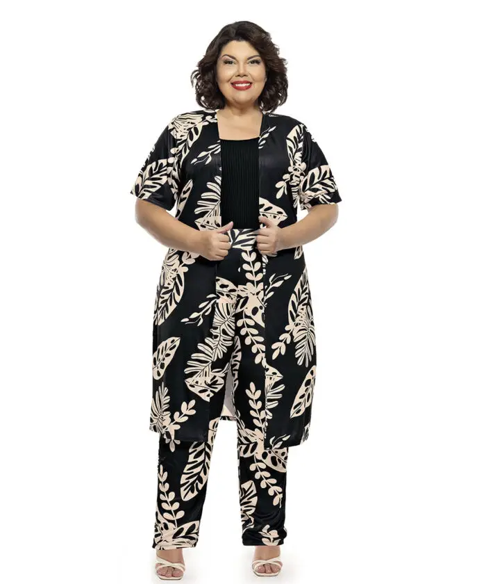 Conjunto Plus Size 2 Peças Kimono E Calça