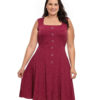 Vestido Plus Size Evasê Ameixa