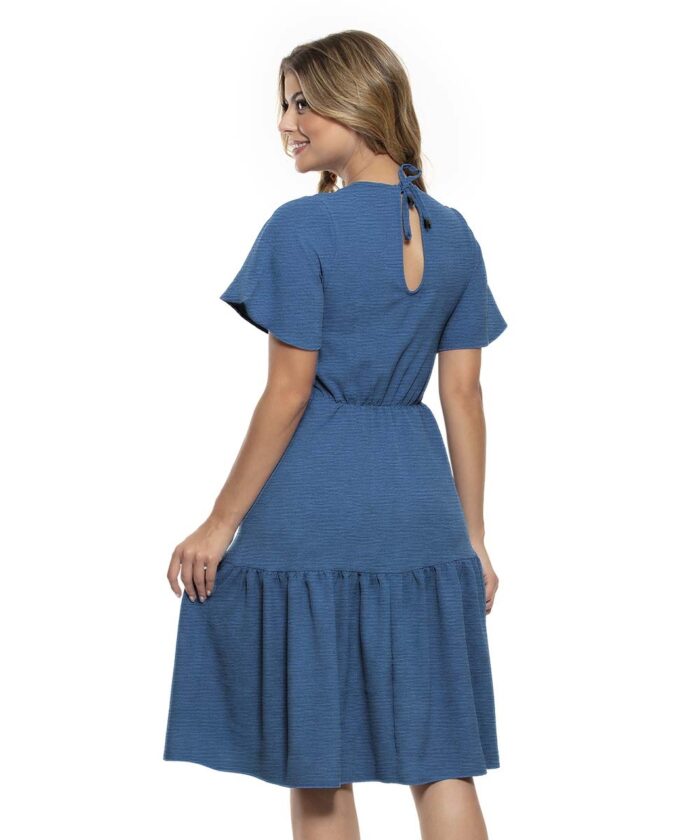 Vestido Feminino Peplum Azul