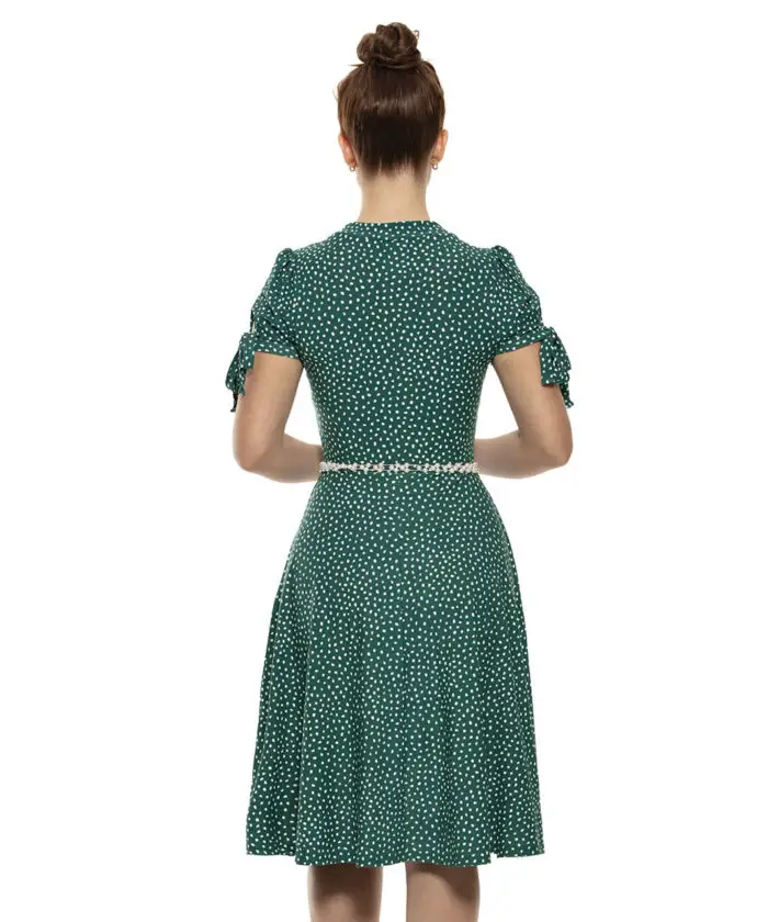 Vestido Feminino Com Manga De Bolinha