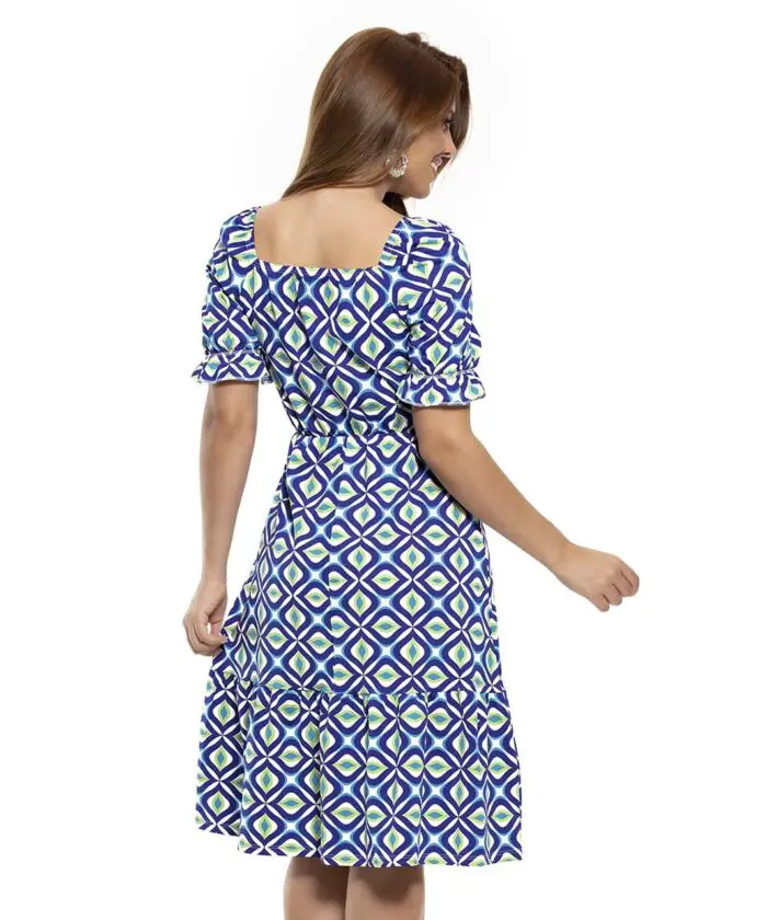 Vestido Feminino Com Mangas Evasê