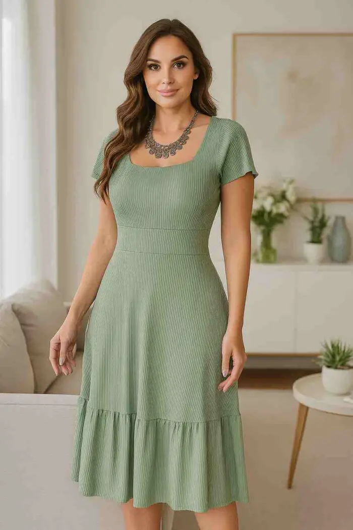Vestido Midi Verde Oliva