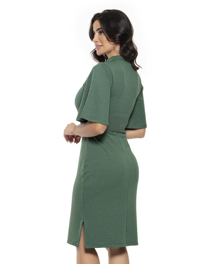 Vestido Midi Verde Com Faixa