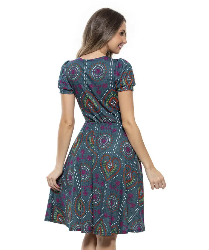 Vestido Midi Com Mangas Rodado