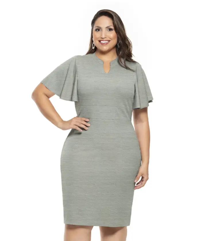 Vestido Plus Size Cinza