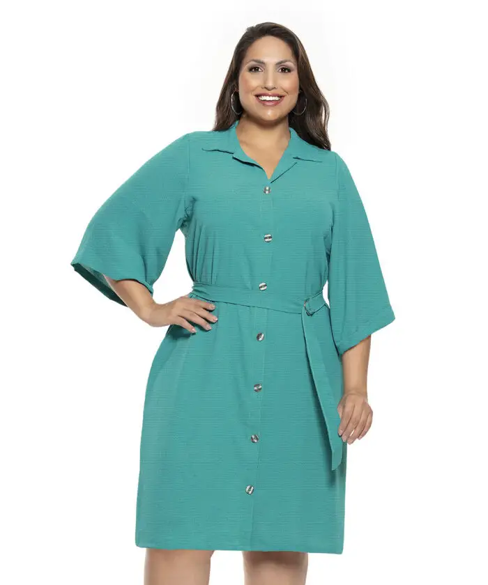 Vestido Plus Size Com Botões