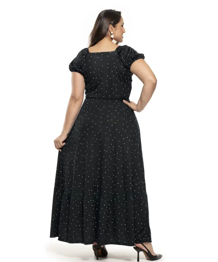 Vestido Plus Size Longo Poá