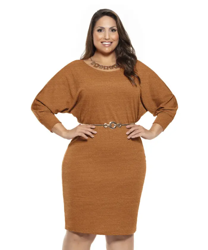 Vestido Plus Size Malha Linho