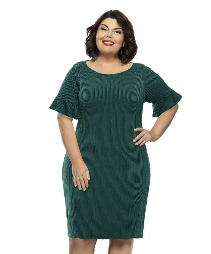 Vestido Plus Size Malha Verde