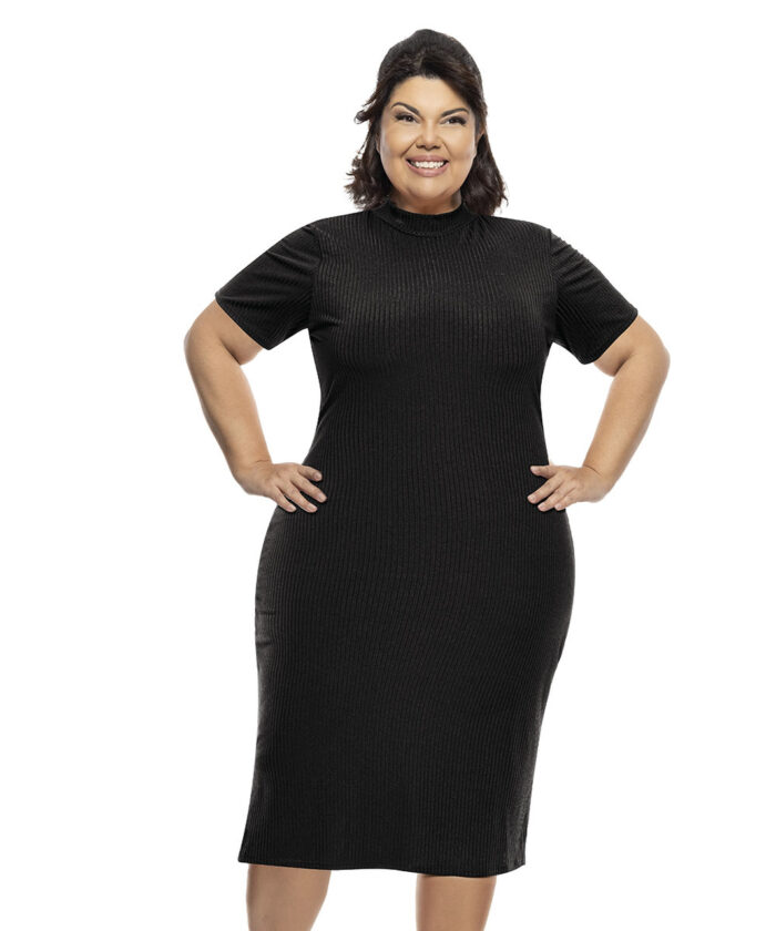 Vestido Tubinho Preto Midi