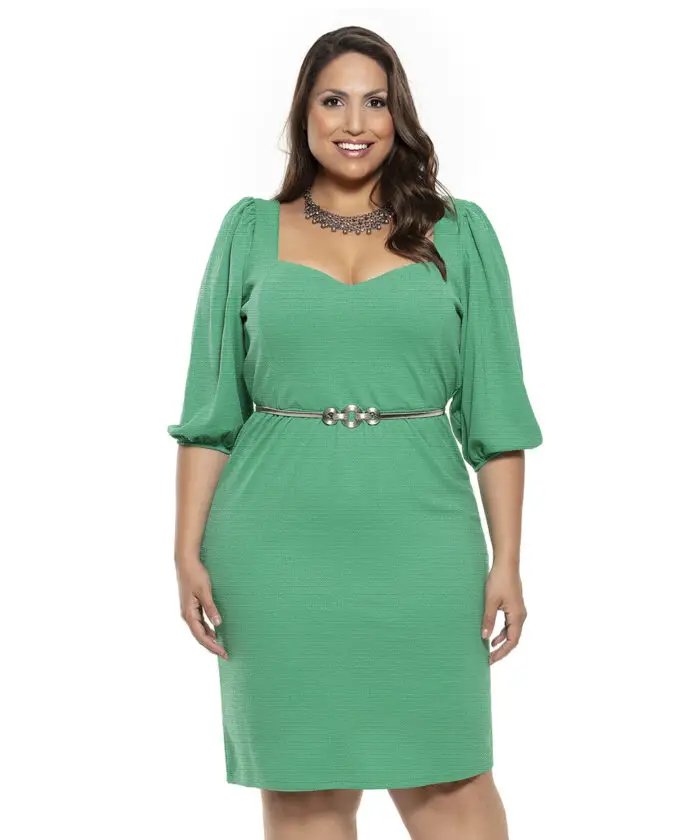 Vestido Plus Size Social Verde