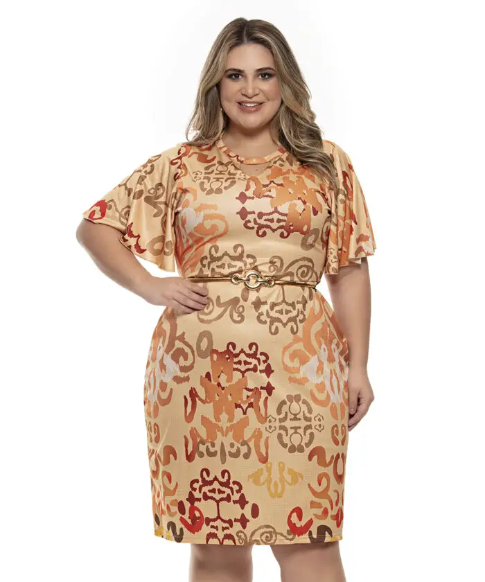 Vestido Plus Size Estampa Elegante