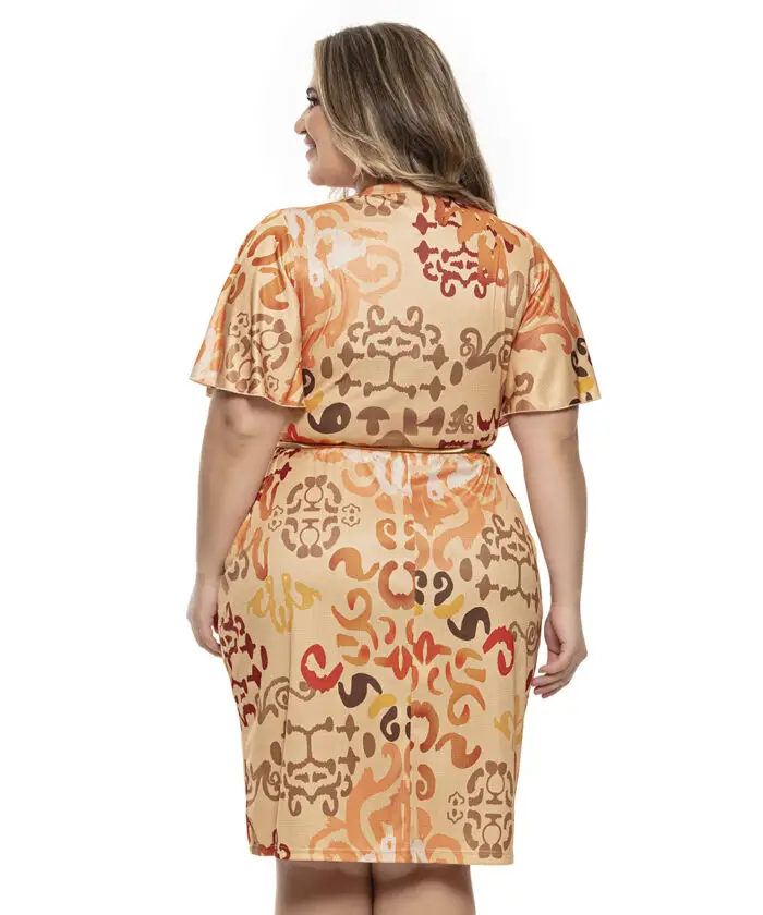Vestido Plus Size Estampa Elegante
