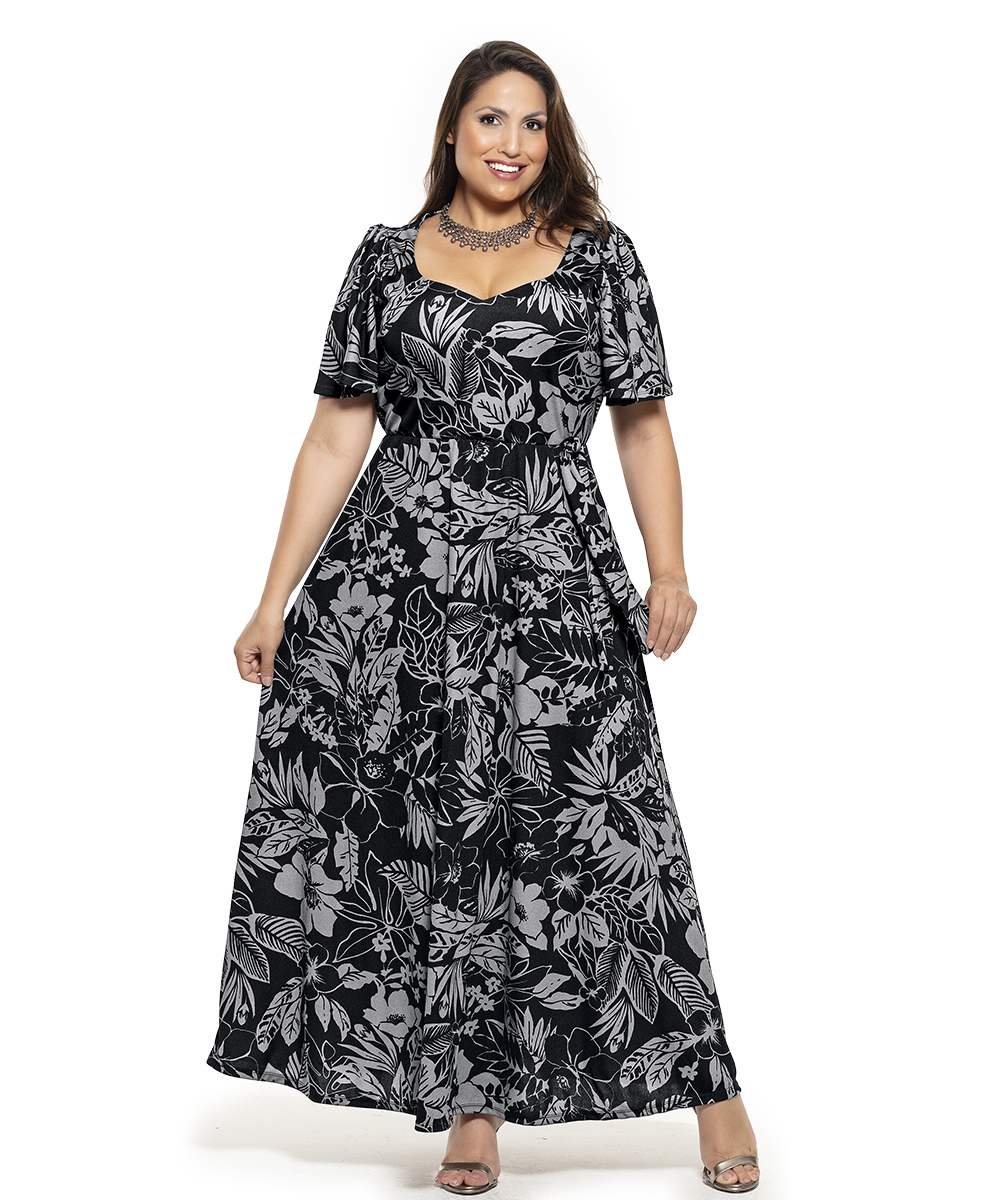 Vestido Longo Plus Size Floral