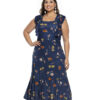 Vestido Plus Size Midi Azul Floral