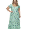 Vestido Plus Size Verde Floral