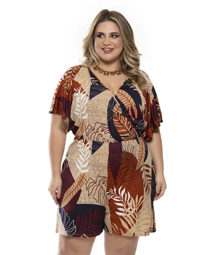 Macacão Feminino Plus Size Estampado