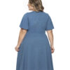 Vestido Plus Size Azul Malha Linho