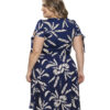 Vestido Plus Size Floral Azul Com Mangas