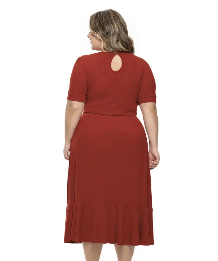 Vestido Midi Plus Size com Babado