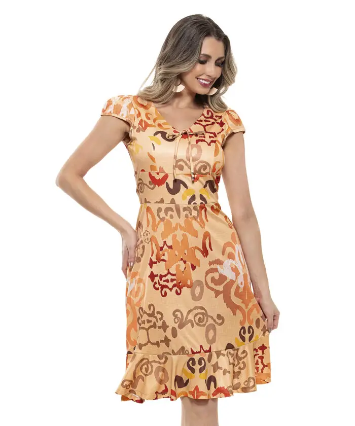 Vestido Midi Com Babados