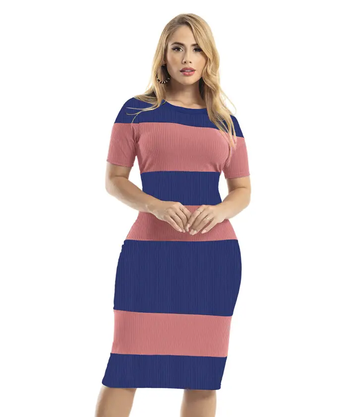 Vestido Tubinho Elegante Listras