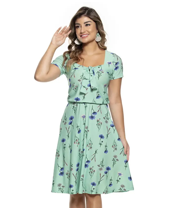 Vestido Floral Com Elástico