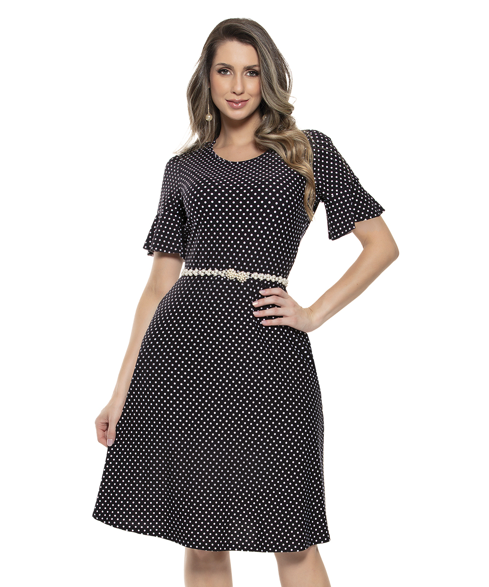 Vestido Social Feminino Poá