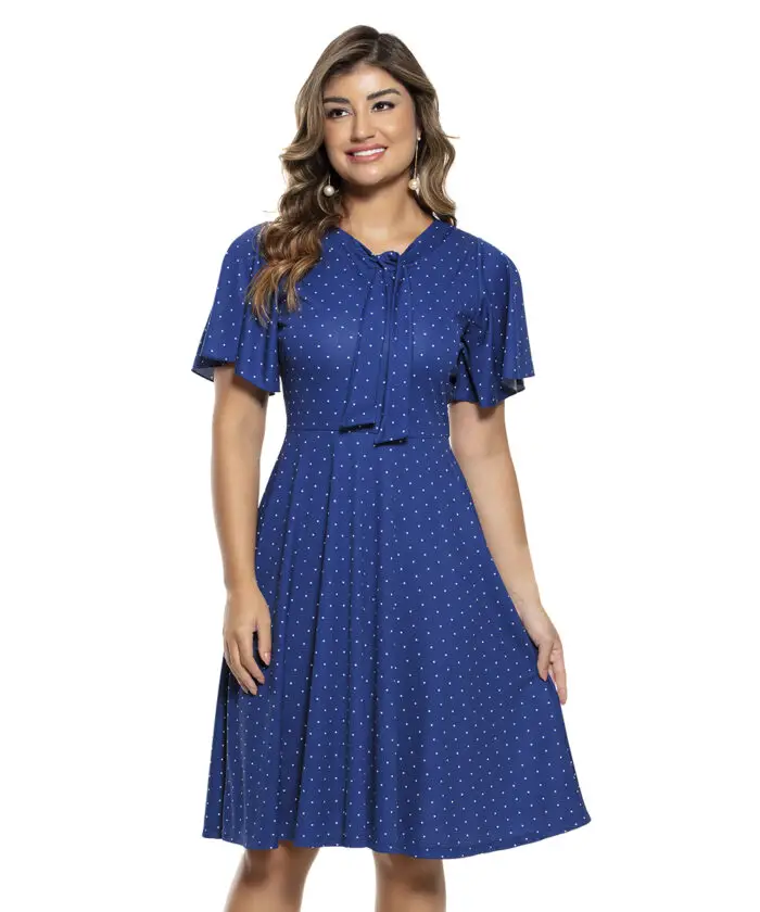 Vestido Rodado Midi Poá