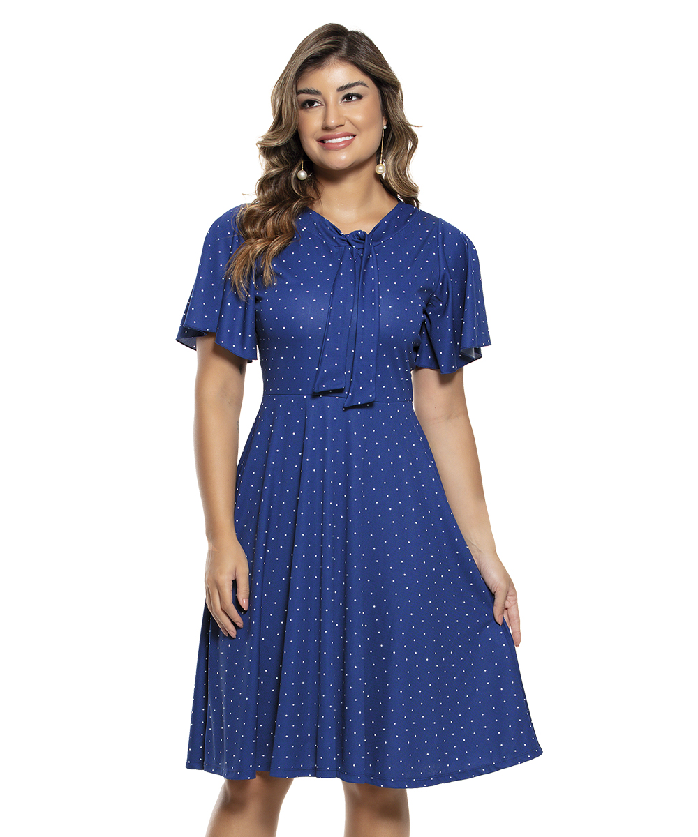 Vestido Rodado Midi Poá