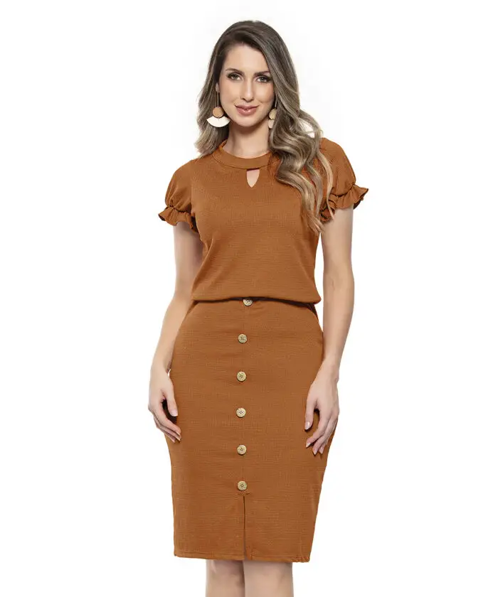 Vestido Tubinho Social Com Botões