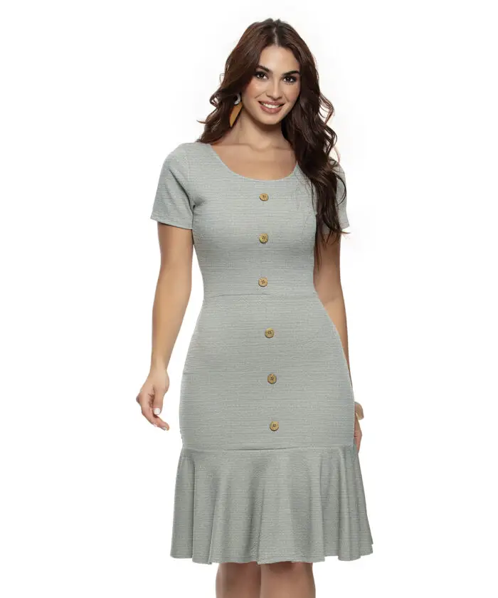 Vestido Tubinho Social Cinza