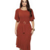 Vestido Elegante Com Faixa E Babado