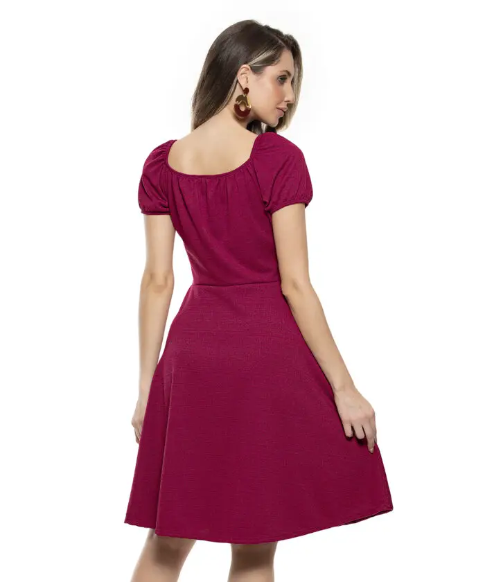 Vestido Rodado Midi com Botões