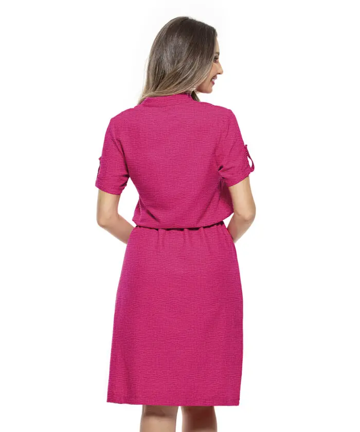 Vestido Rosa com Bolsos