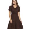 Vestido Midi Soltinho Marrom Com Botões