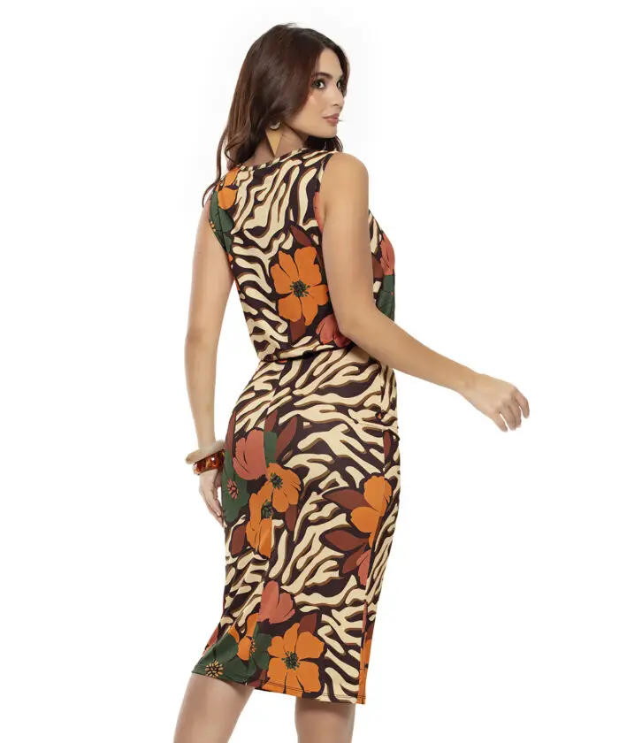 Vestido Floral Gola Canoa