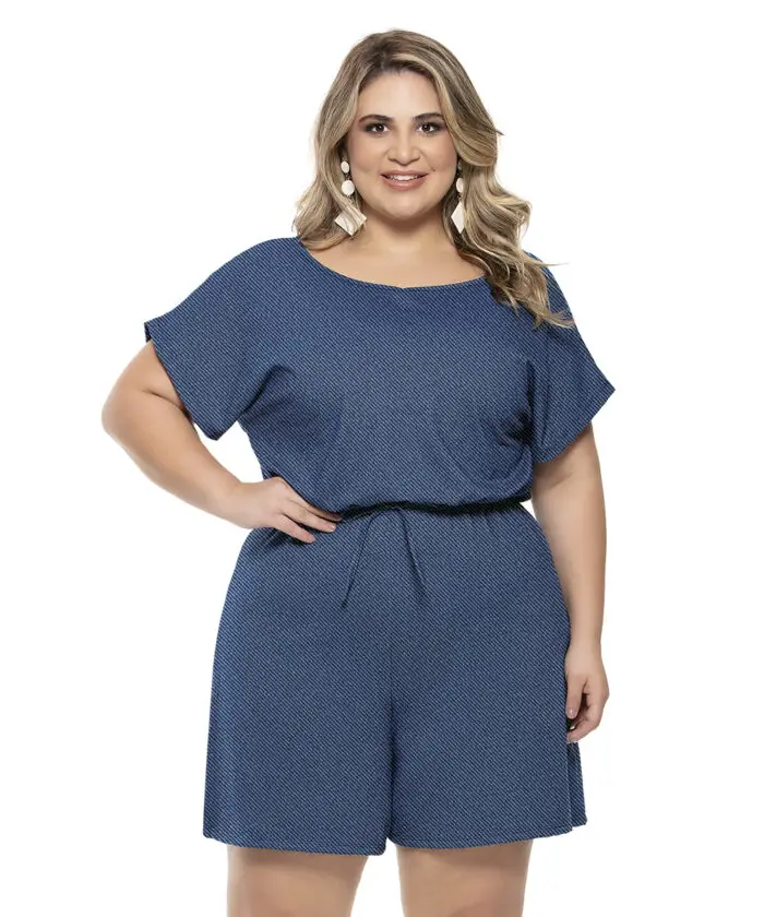 Macacão Feminino Plus Size Cotton