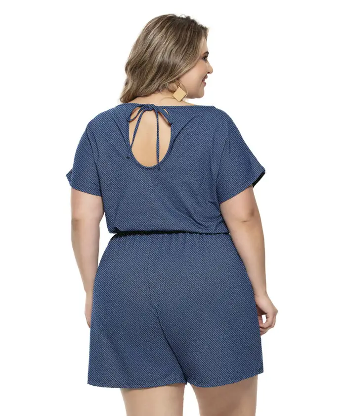 Macacão Feminino Plus Size Cotton