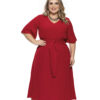 Vestido Plus Size Vermelho Midi