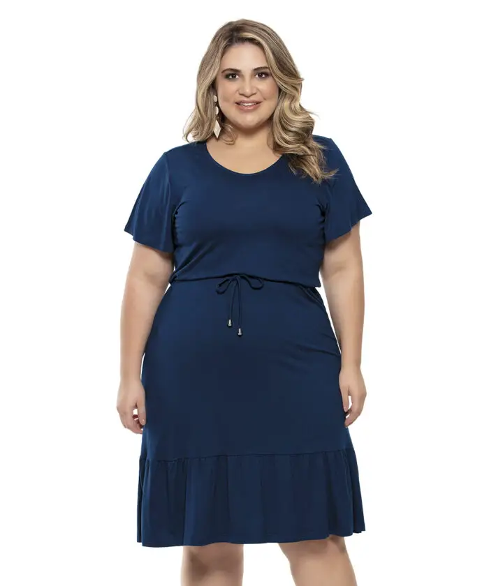 Vestido Plus Size Azul Viscose